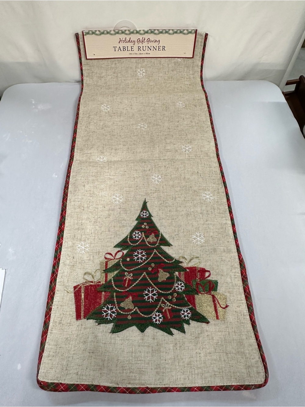 Vintage Holiday Gift Giving Table Runner